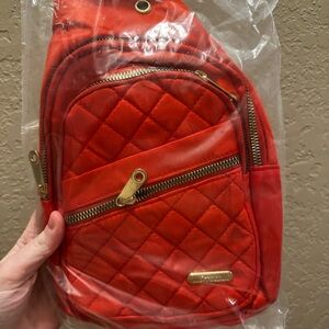 Red Quilted Women's Backpack